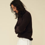 Chunky Merino Lambswool Roll Neck - Dark Brown