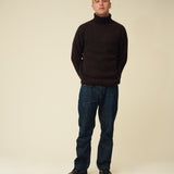 Chunky Merino Lambswool Roll Neck - Dark Brown
