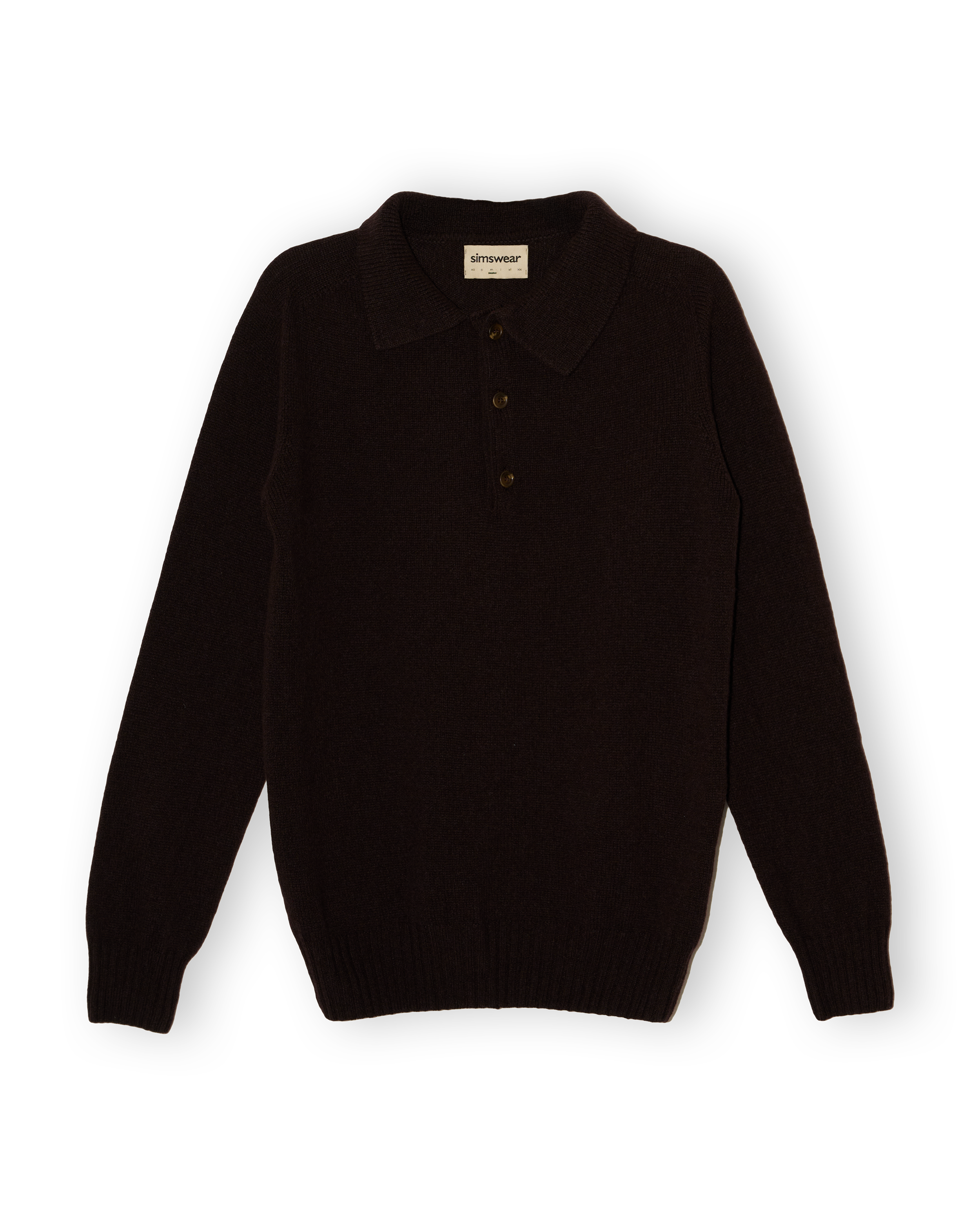 Merino Lambswool Rugby Jumper - Dark Brown