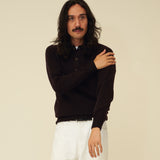 Merino Lambswool Rugby Jumper - Dark Brown