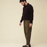 Merino Lambswool Rugby Jumper - Dark Brown