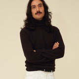 Merino Lambswool Roll Neck - Dark Brown