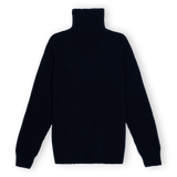 Chunky Merino Lambswool Roll Neck - Navy Blue