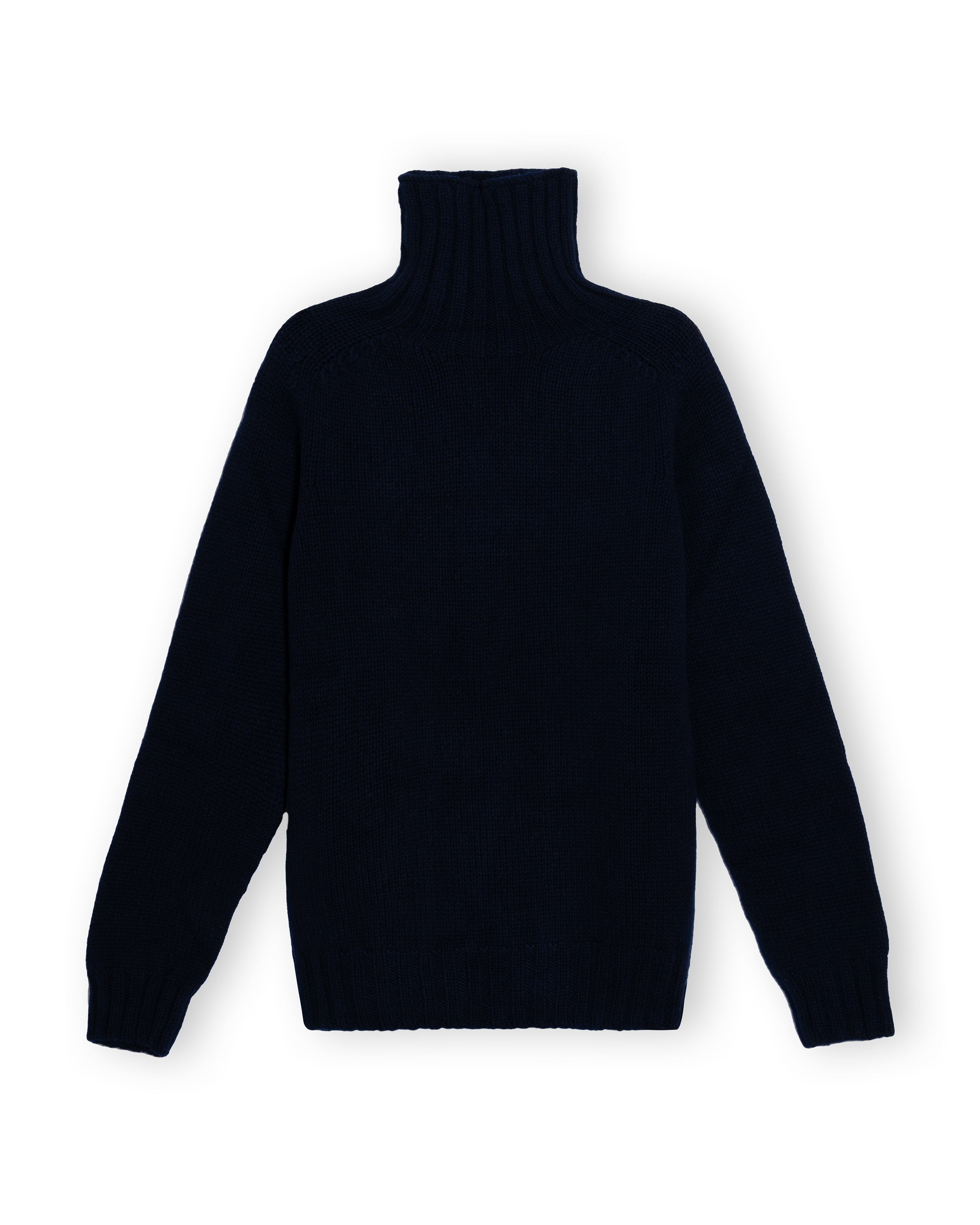 Chunky Merino Lambswool Roll Neck - Navy Blue