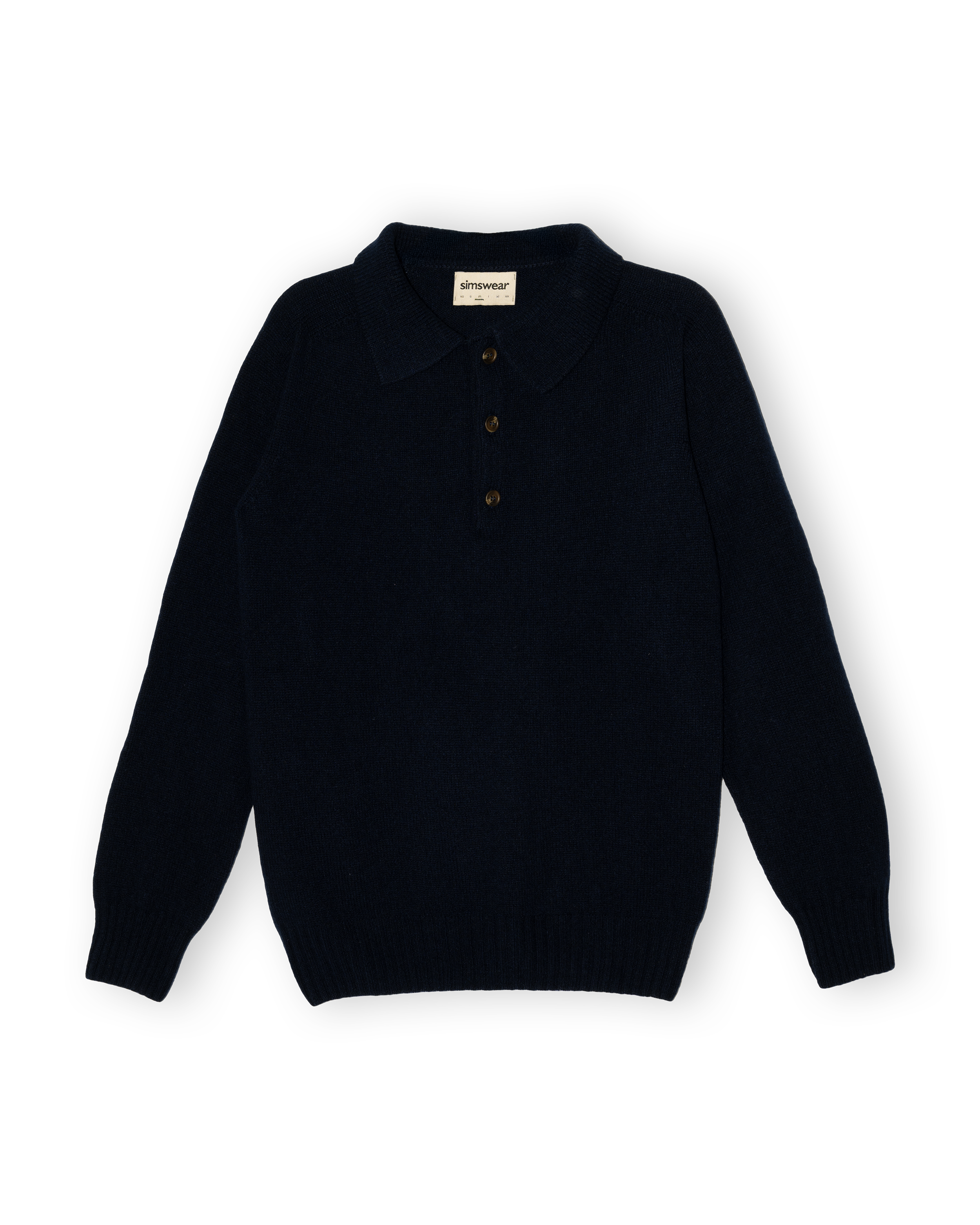 Merino Lambswool Rugby Jumper - Navy Blue