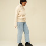 Chunky Merino Lambswool Roll Neck - Ecru