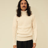 Chunky Merino Lambswool Roll Neck - Ecru