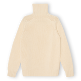 Chunky Merino Lambswool Roll Neck - Ecru
