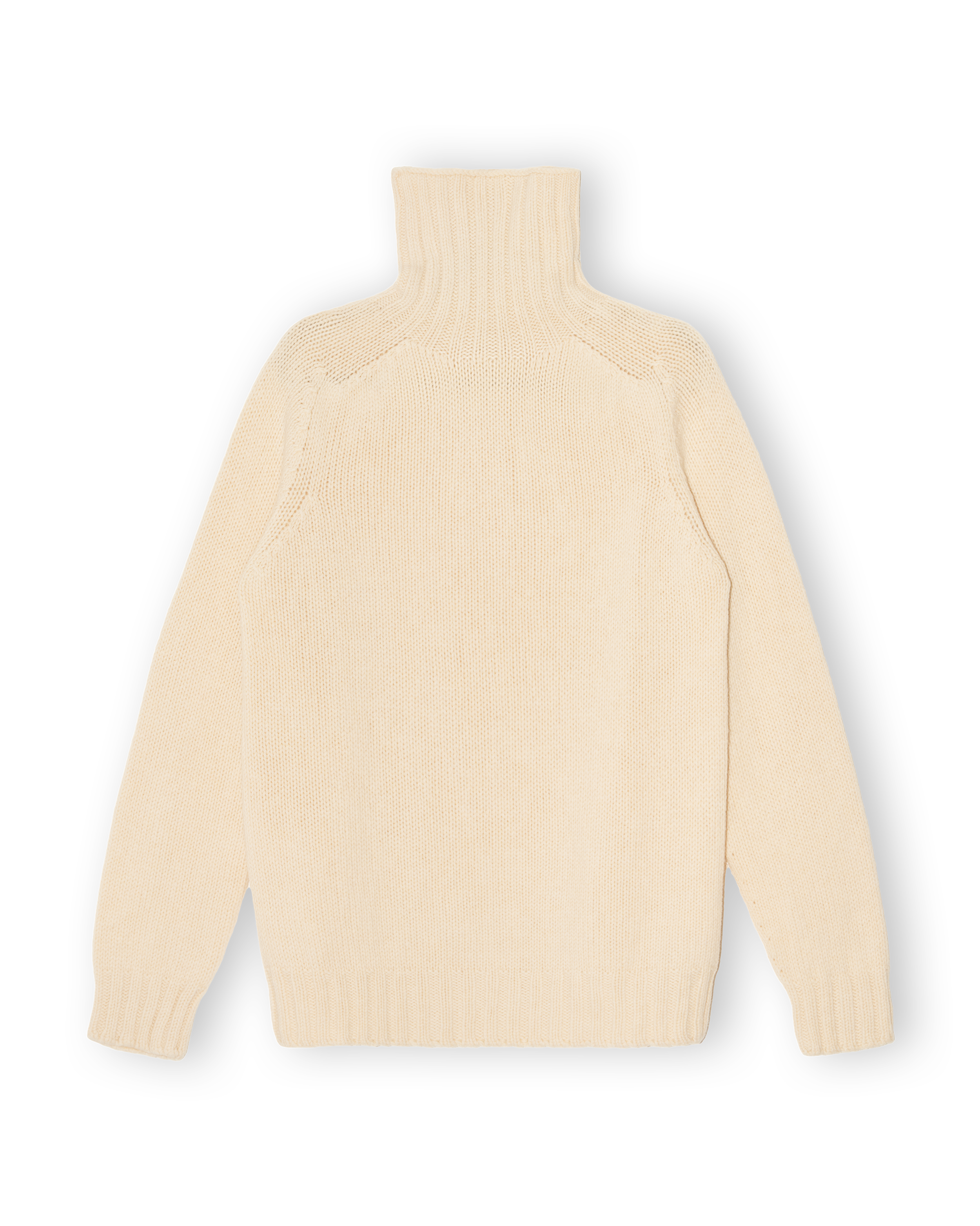 Chunky Merino Lambswool Roll Neck - Ecru