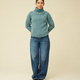 Chunky Merino Lambswool Roll Neck - Helford Green