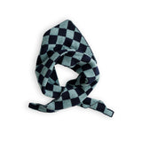 Checkerboard Merino Lambswool Neckerchief - Navy Blue & Helford Green