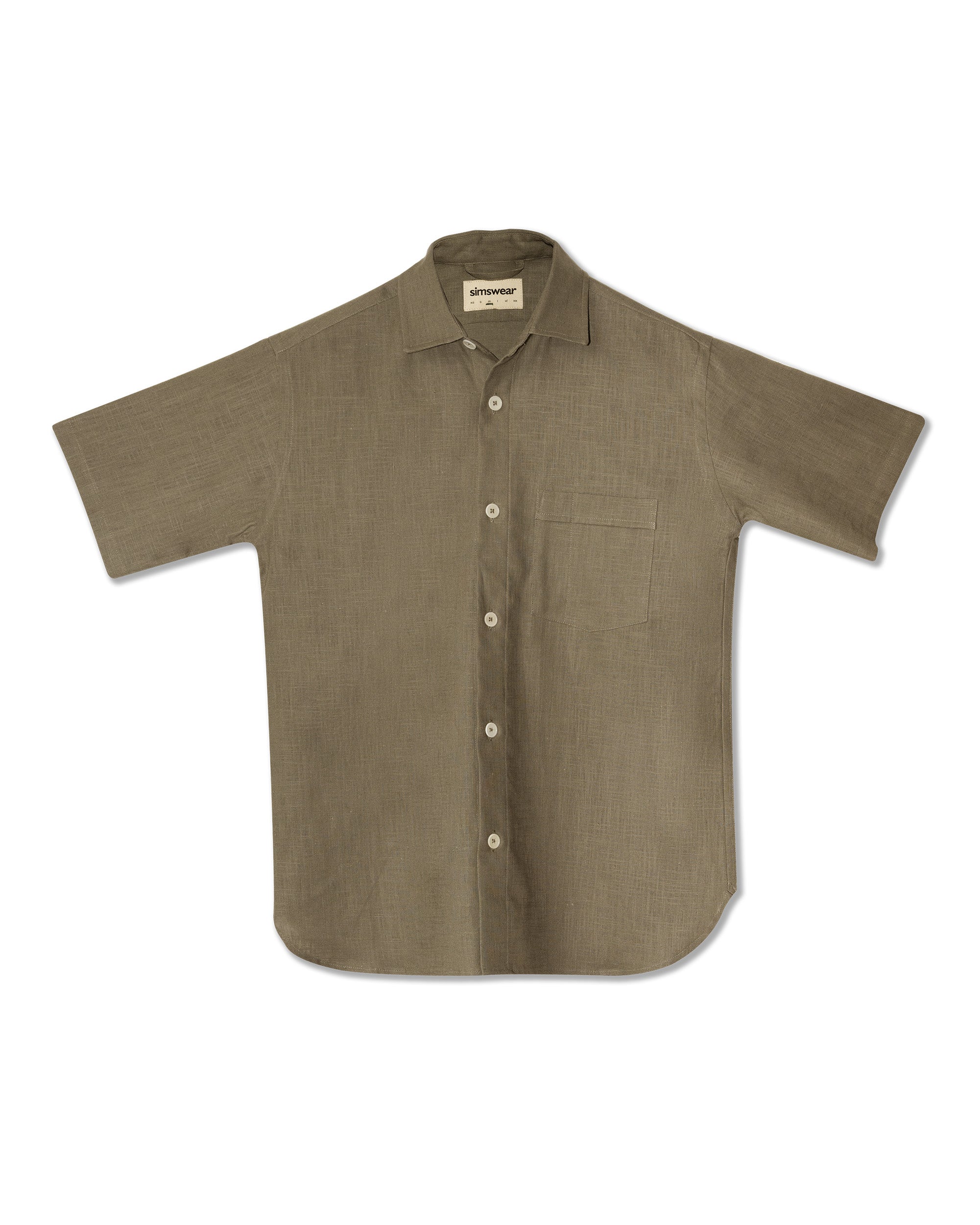 Khaki Green Short Sleeve Linen Shirt simswear Simswear