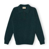 Merino Lambswool Rugby Jumper - Petrol Green