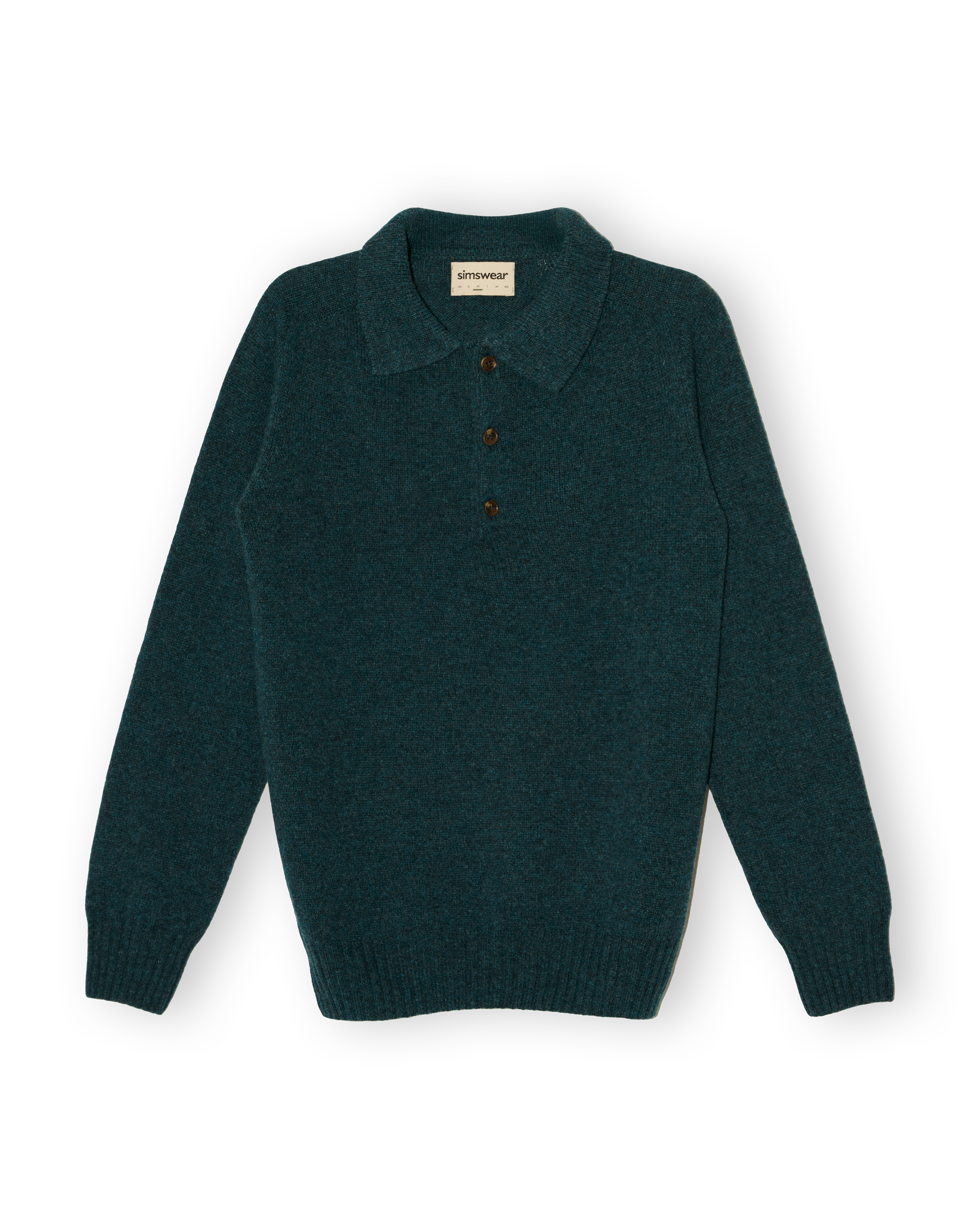 Merino Lambswool Rugby Jumper - Petrol Green