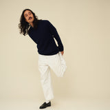 Chunky Merino Lambswool Jumper - Navy Blue