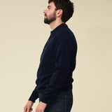 Merino Lambswool Rugby Jumper - Navy Blue