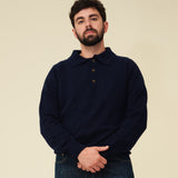 Merino Lambswool Rugby Jumper - Navy Blue