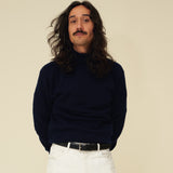 Merino Lambswool Roll Neck - Navy Blue