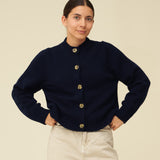 Merino Lambswool Cardigan - Navy Blue