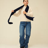 Merino Lambswool Scarf - Navy Blue