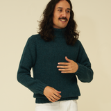 Chunky Merino Lambswool Roll Neck - Petrol Green