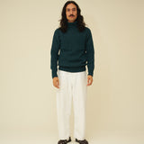 Chunky Merino Lambswool Roll Neck - Petrol Green