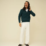 Merino Lambswool Rugby Jumper - Petrol Green