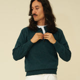 Merino Lambswool Rugby Jumper - Petrol Green
