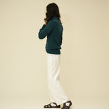 Merino Lambswool Rugby Jumper - Petrol Green