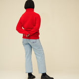 Chunky Merino Lambswool Roll Neck - Poppy Red