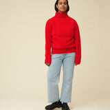Chunky Merino Lambswool Roll Neck - Poppy Red