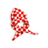 Checkerboard Merino Lambswool Neckerchief - Poppy Red & Ecru