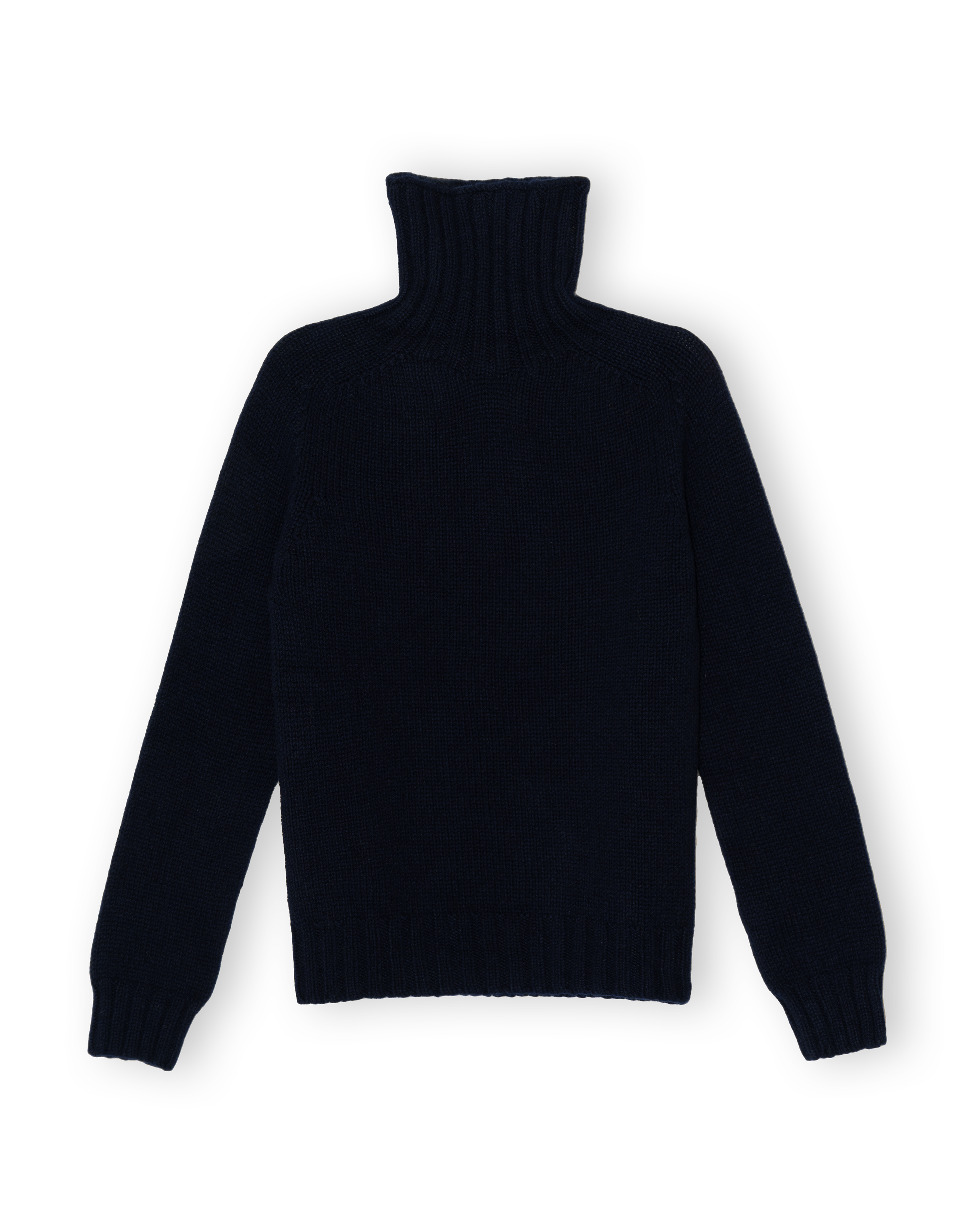 Chunky Merino Lambswool Roll Neck - Navy Blue