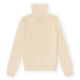 Chunky Merino Lambswool Roll Neck - Ecru