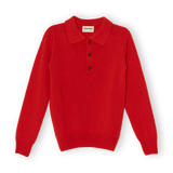 Merino Lambswool Rugby Jumper - Poppy Red