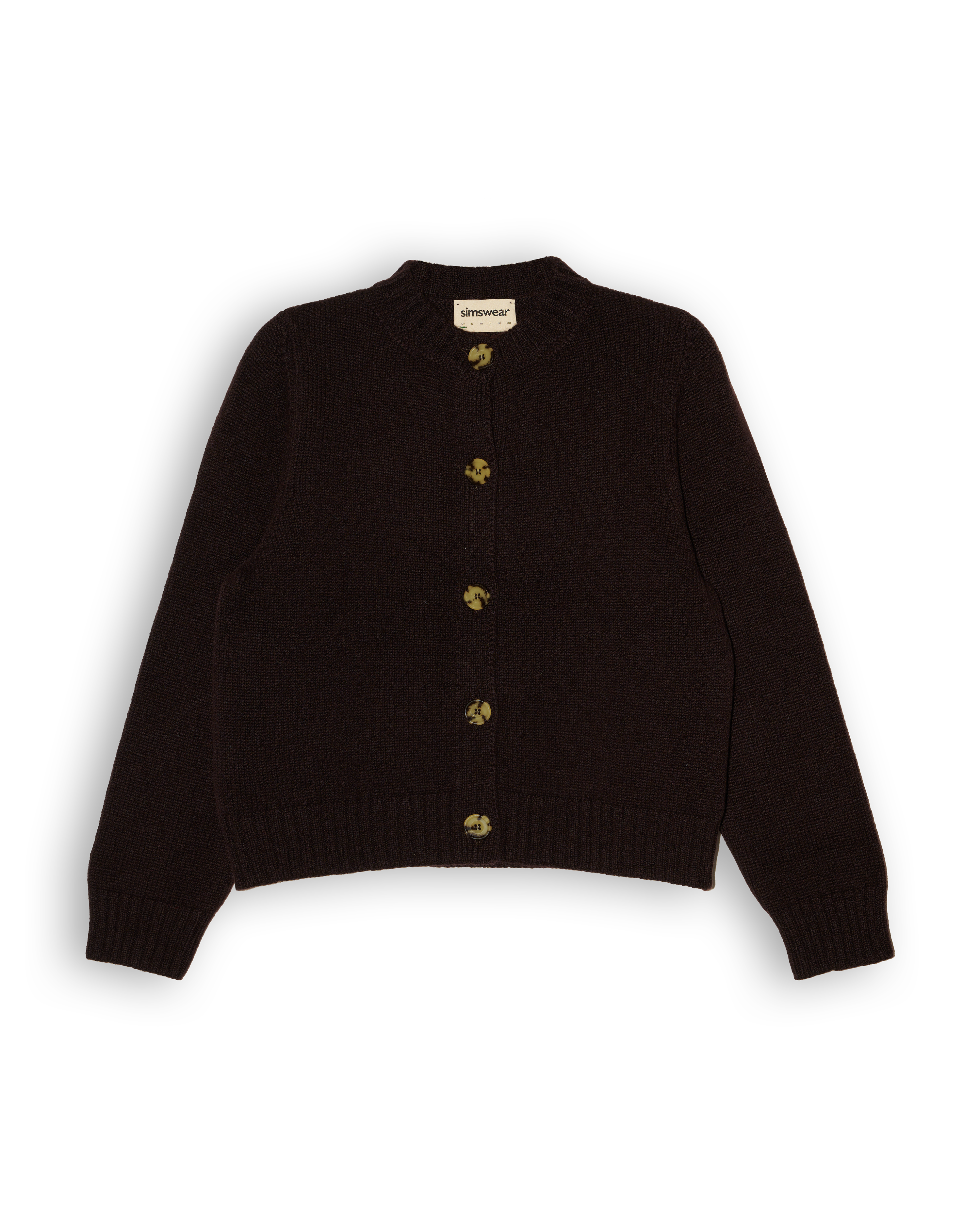 Women's Dark Brown Merino Lambswool Cardigan British-Made Simswear