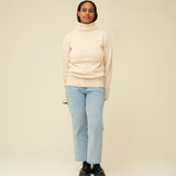 Chunky Merino Lambswool Roll Neck - Ecru