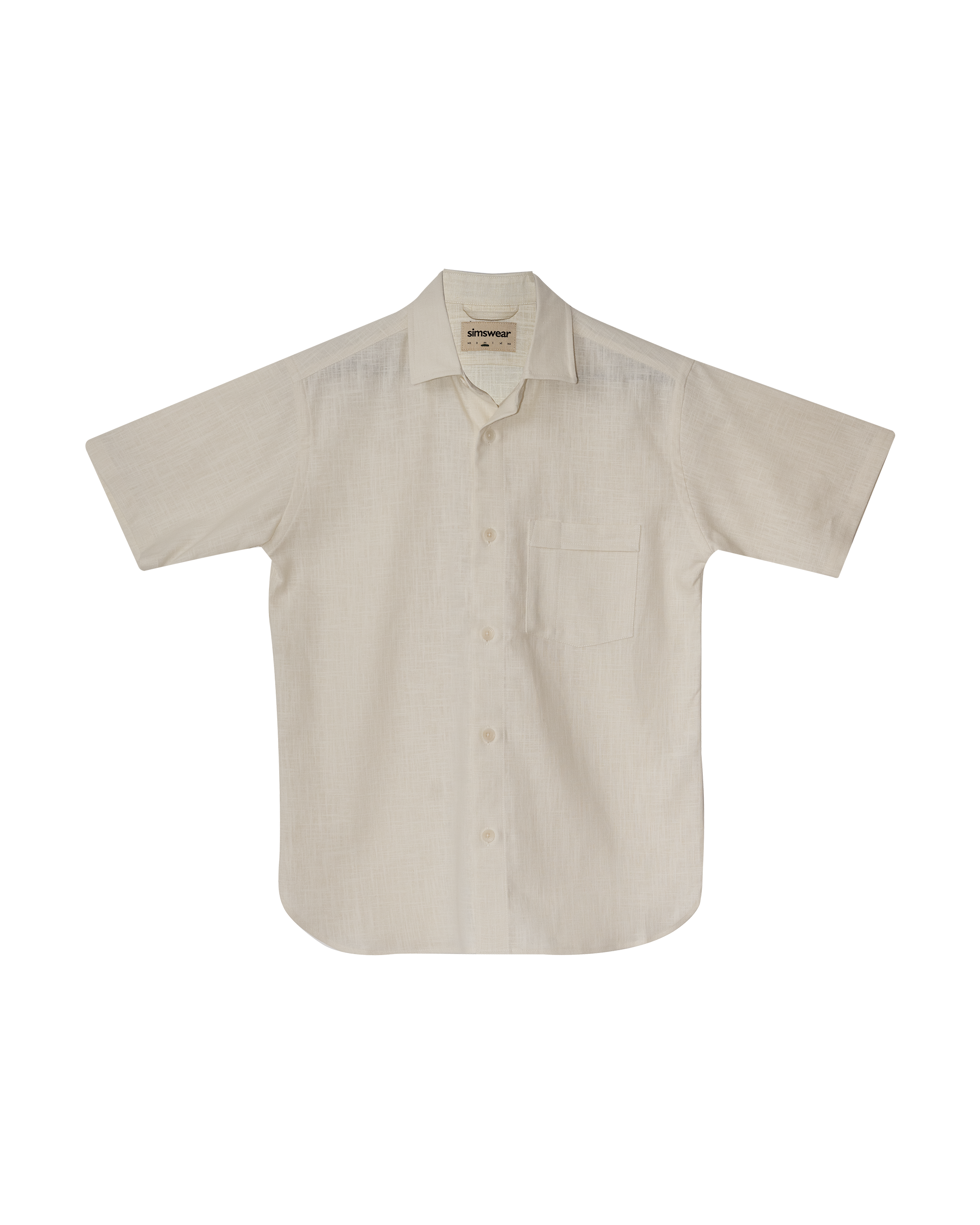 Ecru Short Sleeve Linen Shirt