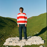 Lightweight Crewneck Jumper - Redcurrant Stripe