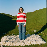 Lightweight Cropped Rugby Jumper - Redcurrant Stripe