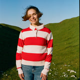 Lightweight Cropped Rugby Jumper - Redcurrant Stripe