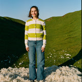 Lightweight Cropped Cardigan - Apple Green Stripe