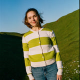 Lightweight Cropped Cardigan - Apple Green Stripe
