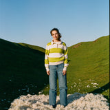 Lightweight Cropped Rugby Jumper - Apple Green Stripe