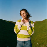 Lightweight Cropped Rugby Jumper - Apple Green Stripe