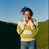 Lightweight Cropped Rugby Jumper - Apple Green Stripe