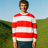 Lightweight Crewneck Jumper - Redcurrant Stripe