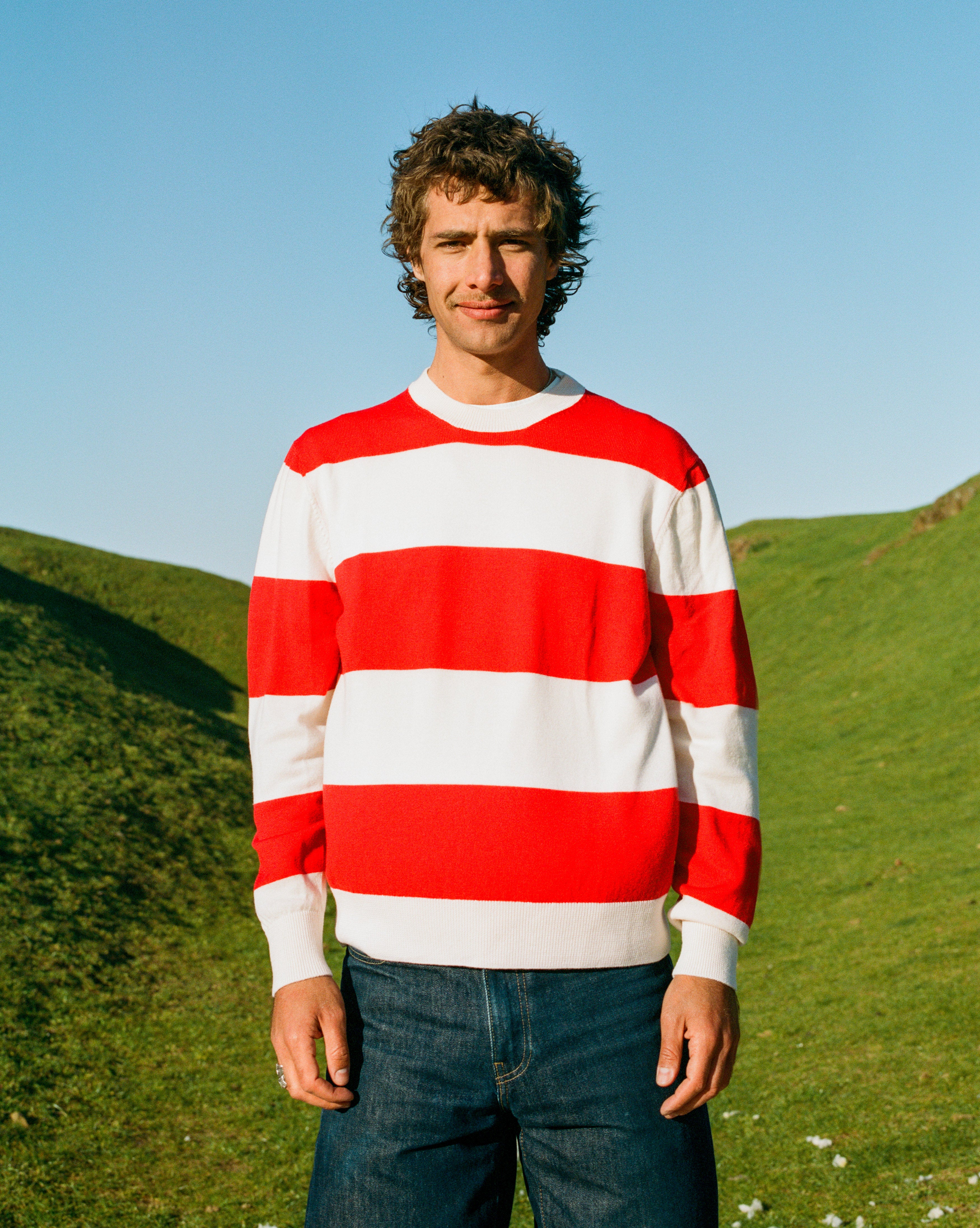 Lightweight Crewneck Jumper - Redcurrant Stripe