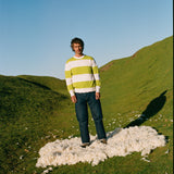 Lightweight Crewneck Jumper - Apple Green Stripe