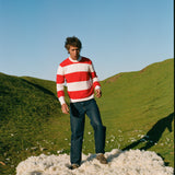 Lightweight Crewneck Jumper - Redcurrant Stripe